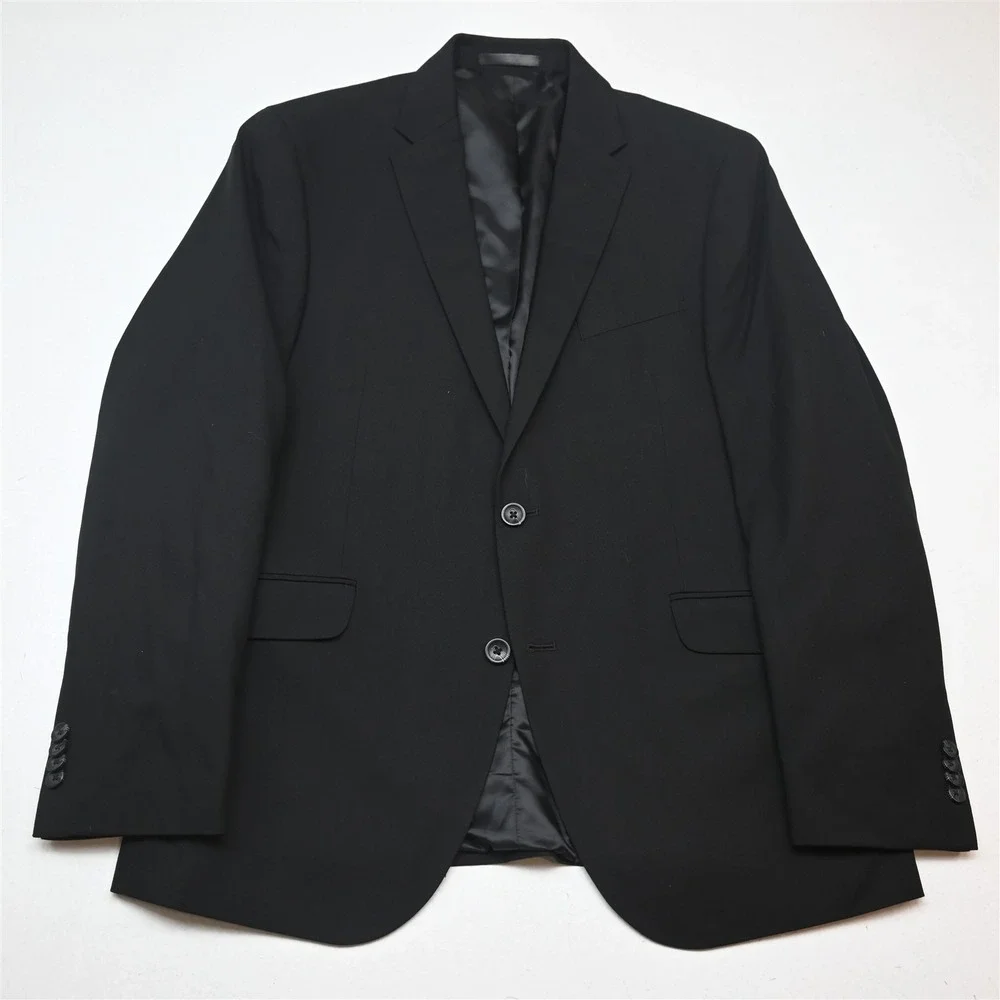 Kenneth Cole Reaction 42R 36x34 Black Technicole Soft Shoulder Mens Suit
